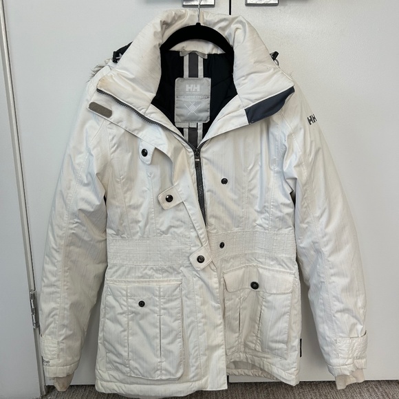 White Ski Jacket with Fur Lined Hood - Picture 1 of 3